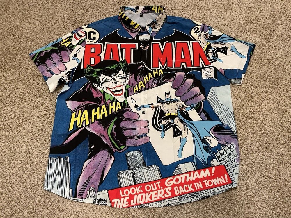 Batman Full Print Button Hawaiian Shirt Mens 2XL
